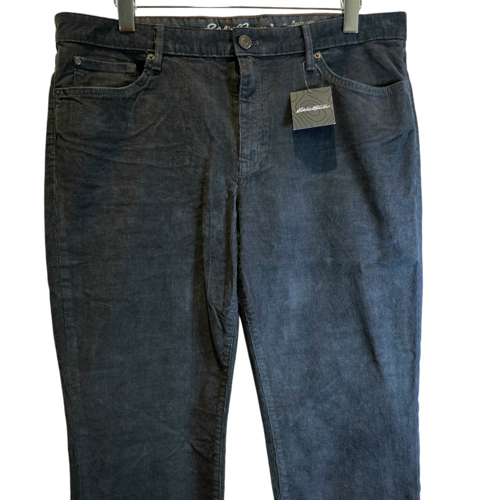 Eddie Bauer Corduroy Pants Boyfriend Slim Tapered Sz 16 Dark Gray Cotton Jeans - Picture 3 of 15